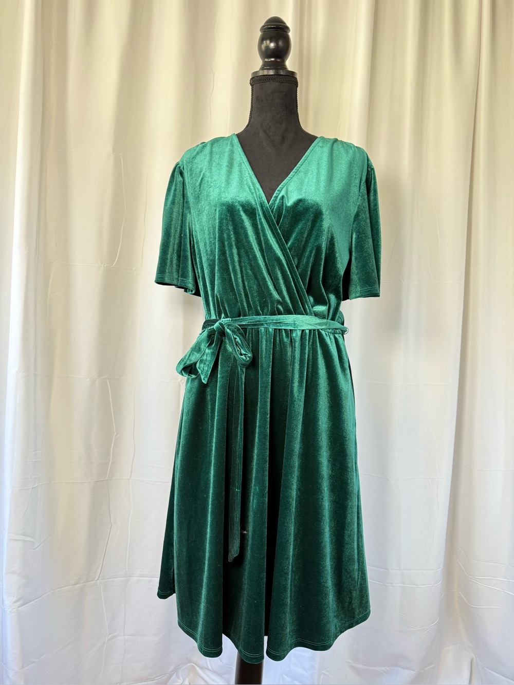 Draper James Emerald Green Velvet Retro Inspired Holida Party Dress Large Glam